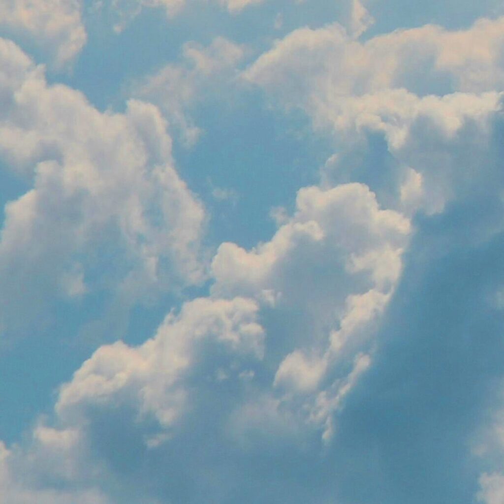Close up photo of billowing white clouds